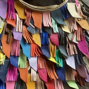 Funky Cool Multi Colored Leather Flap Retro Boho Shoulder Crossbody Handbag